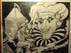 Abstract Sketch by Ruben, Oiginal Artwork on Paper, Jester Clown Ink, Pen..