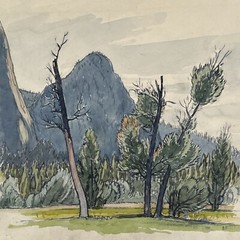 ANTIQUE YOSEMITE PAINTING AMERICAN NATIONAL PARK LANDSCAPE SIGNED 1940’S FAMOUS