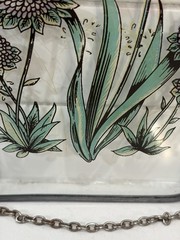 Flowers on glass lead Frame – 5 1/2x 8 Vintage-Red/Brown/Green