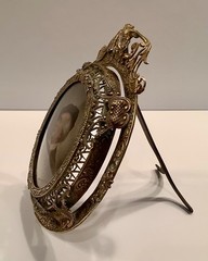 19th C. Miniature Portrait on Porcelain Composer R. Wagner Ornate Bronze Frame