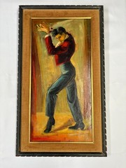 EDITH MONTLACK ORIGINAL SIGNED OIL PAINTING MALE FLAMENCO DANCER 29 x 17