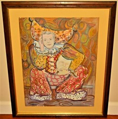 DAVID HOCKNEY Original Signed Vintage Festival Jester Harlequin Gouache Painting