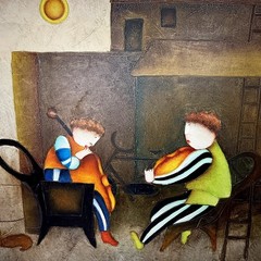 VTG Original Painting by “Joyce Roybal” Oil on Canvas Whimsical Figurative