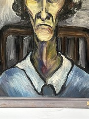 Antique Painting WPA WW2 Holocaust Museum Collection Large Sylvia Ludins Woman