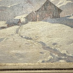Original Eric Riordon Oil On Panel Snow Scene 8 x 6” Framed