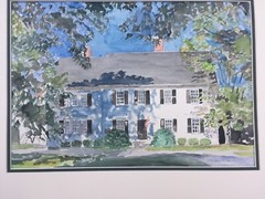 OLIVER WOLCOTT LIBRARY, LITCHFIELD, CT / ORIGINAL WATERCOLOR / 19″ X 14″/MATTED
