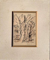 David Hendler (Russian/Israeli , 1904-1984) Superb Impressionist Ink Painting