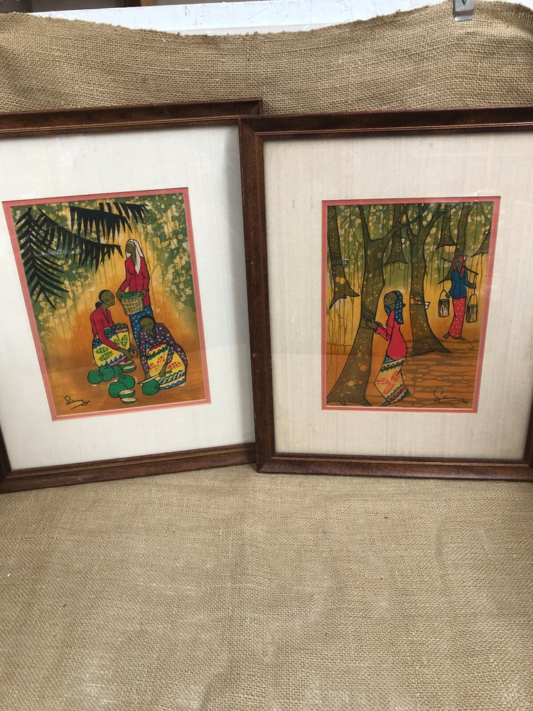 TWO BATIK PAINTINGS – HABITAT ASIA – SIGNED „SENG “ WITH COA