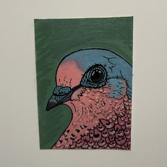ACEO or miniature Bird acrylic markers Unframed painting.