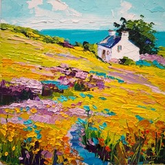 Ireland Original Painting Irish Cottage Oil Painting Unframed 6х6