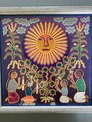 YARN PAINTING Huichol INDIAN Psychedelic FOLK ART COLORFUL Ceremony TAO Sun God