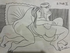 Excellent masterpiece, INK on OLD PAPER, signed PABLO PICASSO