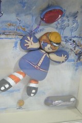 Unique Original Stone Art Hand Painted Scene of Children Playing by Leean Framed