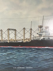 1959 T Hagiwara Yokohama Japan Watercolor Painting S.S. Marine Arrow Ship