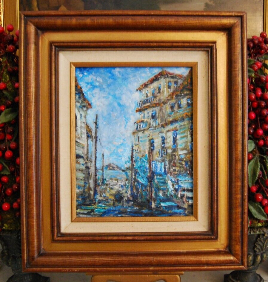 FRAMED ORIGINAL OIL VIEW OF COLONIAL SANTIAGO, ORIENTE, CUBA ARTIST: HECTO VIDAL