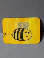 Original Bee ACEO OOAK Watercolor Colored Pencil Card 1 of 2