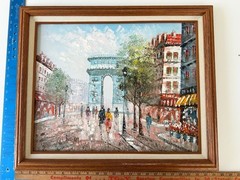 Arc de Triomphe Original Caroline Burnett Oil Painting Signed Framed Vintage