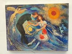 Excellent masterpiece, oil on antique canvas, signed MARC CHAGALL