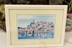 Original Watercolor Framed Signed Greece Painting 10.25×8”