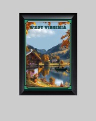 West Virginia Cabin Fishing Lake Mountains Art Travel Poster or a Canvas Wrap