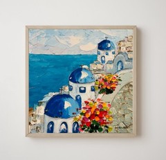 Santorini Painting Greece Original Art Landscape Little Impasto