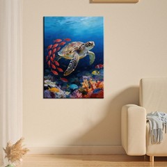 Modern Abstract Sea Turtle Landscape Wall Art Home Deco Handpainted Oil Painting