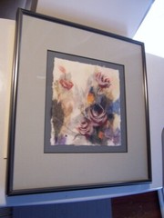 Original Rice Paper Art Impressionist painting collage Signed Young Roses group