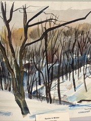 Margaret Dietrich Watercolor Painting Winter Ravine Appleton WI Wisconsin Signed