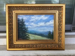 MOUNTAIN MINI # 27- Original framed oil mini mountain painting by K. McDermott –