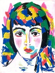 Hand Painted Portrait Expressionis Colorful Acrylic 11×14 Canvas, Holly Hammond