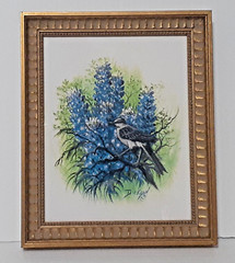 Bluebonnet Artist Bonnie Dickson Framed Print Bluebonnet & Blue Bird – 12″ x 16″