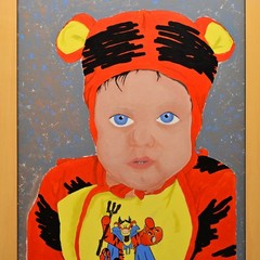 RAMOS Original Vintage Signed Winnie Pooh Tigger Costume Child Portrait Painting