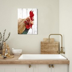 Rooster Kitchen Decor Wall art – Abstract Farmhouse Chicken Canvas Painting Pict