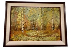 EDMOND WOODS CALIFORNIA IMPRESSIONIST, LANDSCAPE ASPENS COLORADO MID-CENTURY