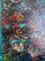 Color Scramble And Mash Abstract Original Acrylic Painting 9×12