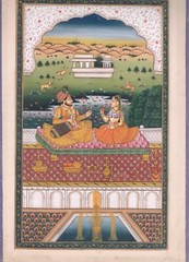 Miniature Painting Of Mughal King And Queen Ejoying Love Scene 7.5×11.5 Inches