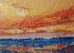 Sea Impasto Painting Original Art Impression Oil Painting 7 x 5 in