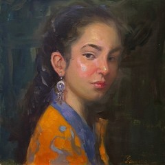 Young Girl portrait Whimsical oil painting original Art figurative