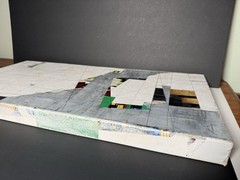 C. Beck Original Collage Geometric Painting On Canvas Signed 24×12 RARE