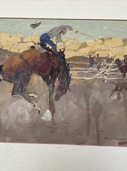 JOSEPH STAHLEY PAINTING AMERICAN REGIONALISM IMPRESSIONISM COWBOY RODEO FAMOUS