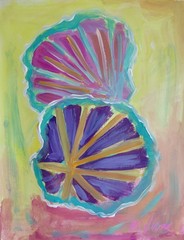 MONA VIVAR Original 14×11 Seashell Pop Beach Impressionism Fine Art Painting