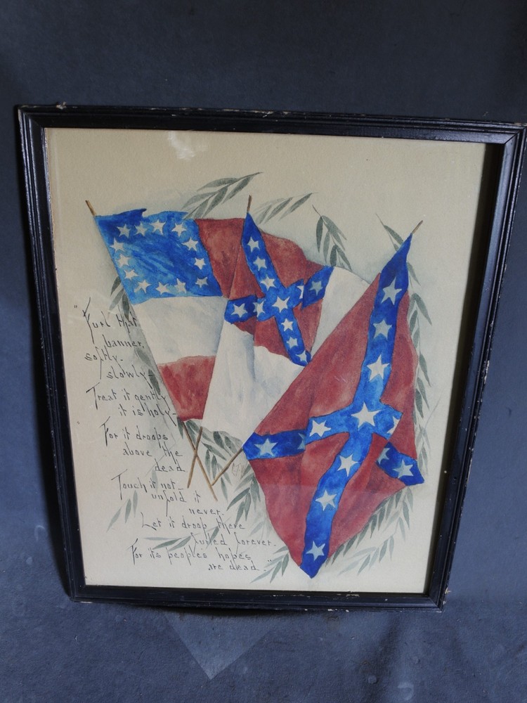 Antique 1890’s Civil War „Lost Cause“ Watercolor Original Painting