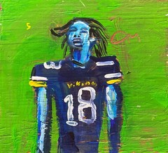 Justin Jefferson Original Acrylic on Scrapwood 8×8 by Sergio Santos
