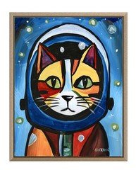 Atherton 11×14 Original Expressionism Acrylic Painting „Cosmo CAT“ hand signed