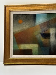 Mid Century Painting Abstract Gordon Barr California Modernist 1960’s Cubism