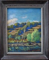 1945 French Oil Painting Mountain Landscape Robert Jaeger Signed Provence Art
