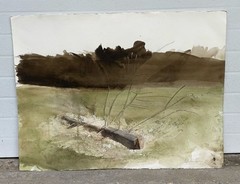 Sebastian Upson Realist Farm Landscape Watercolor Study Brandywine Artist