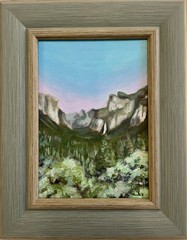 Yosemite National Park Original Painting Framed 5×7 California Mountain Art