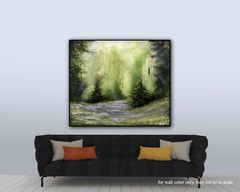 Original Acrylic Landscape Painting 12×14″ Deep Forest Path Wall Art