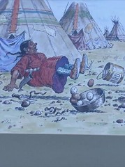 CLARENCE ELLSWORTH PAINTING INDIAN NATIVE AMERICAN TRIBAL TIPI PORTRAIT W DOG